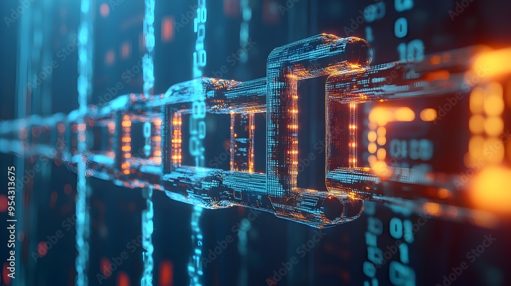 Poster interconnected blockchain ledgers conceptual digital technology
