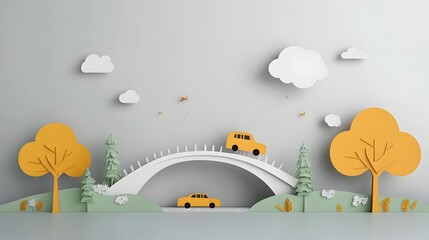 Paper Cut Pedestrian Bridge Symbolizing Connectivity in Urban Landscape