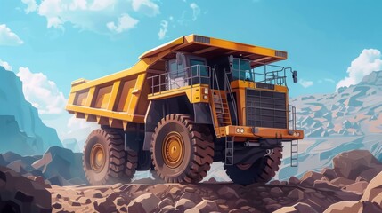 Fototapeta premium Big trucks Modern technology in the coal mining industry. ai generated image