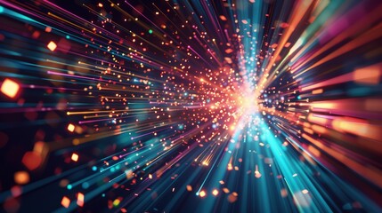 A vibrant abstract representation of light and motion, suggesting energy and dynamism.