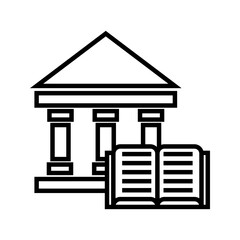 illustration of a library and university, building with book icon vector