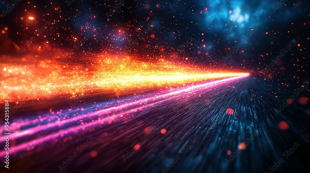Aufkleber abstract background with two bright lines of light and sparkles