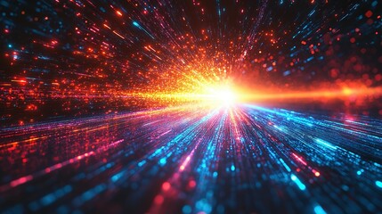 Obraz premium Abstract Digital Art with Blurry Red and Blue Lines