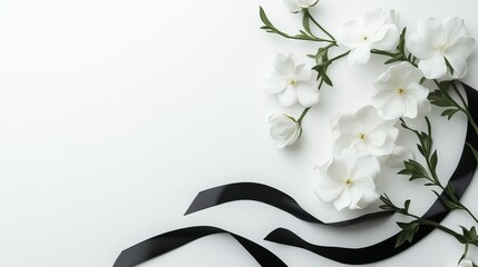 花とリボン モノクロ