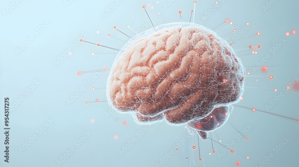 Aufkleber with digital brain networks symbolizing technological innovation