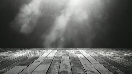 Dark Room with Wooden Floor and Smoke