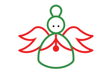 Christmas angel ornament vector line art, clipart illustration with isolated on white background