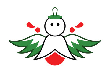 Christmas angel ornament vector line art, clipart illustration with isolated on white background