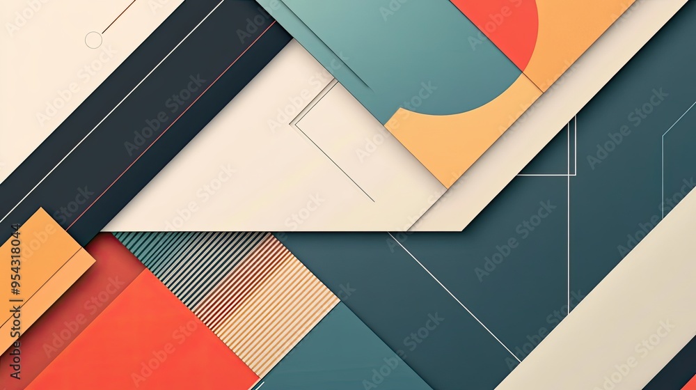 Poster abstract geometric design with overlapping shapes and lines