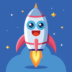 Cute  Funny Astronaut Riding Rocket Cartoon Icon Illustration Science Technology Icon Concept