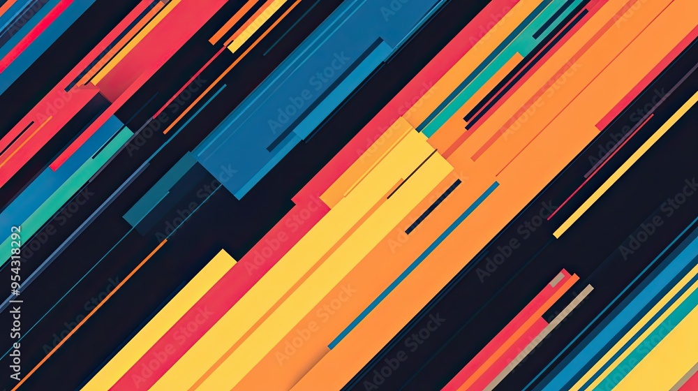 Poster abstract diagonal pattern of colorful stripes and rectangles