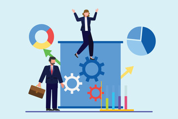 Project management concept. Colored flat vector illustration isolated.