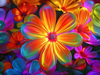 Obraz premium colorful flowers background. colourful flower petals design. close up of colorful flower petals.
