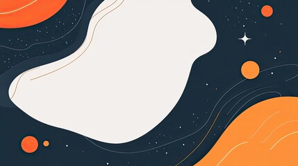 Abstract Orange and Blue Space Background with White Frame