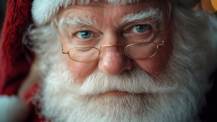 Santa Claus in a Santa costume with a smile on his face