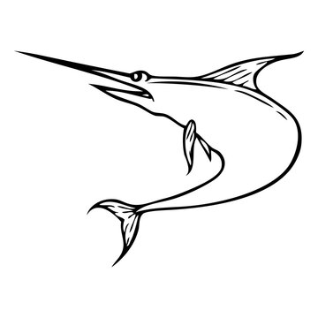 recommend clip art: swordfish line vector illustration