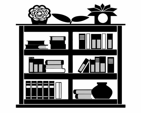 recommend clip art: Bookshelf Black silhouette illustration