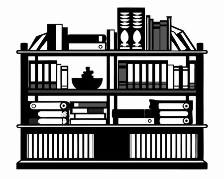 recommend clip art: Bookshelf Black silhouette illustration