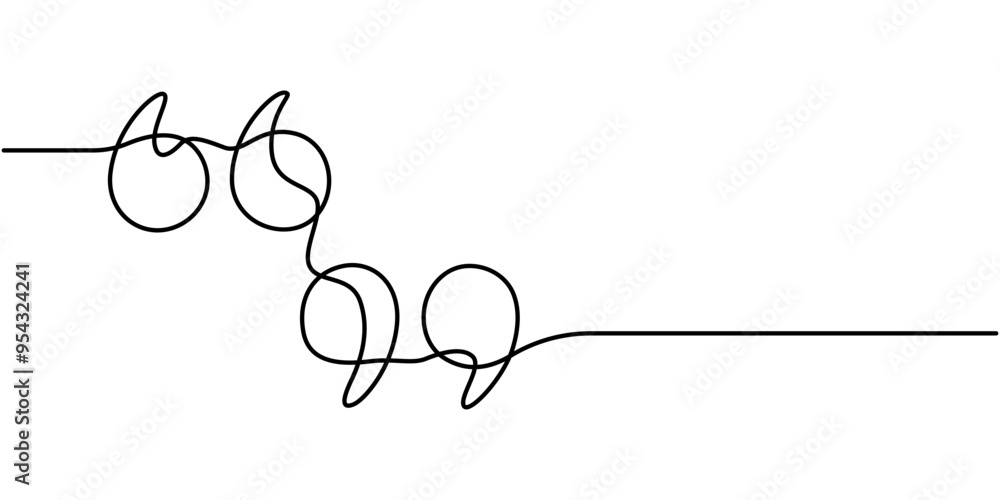 Poster single continuous line drawing of a quote mark. one continuous line of a quote mark drawing. vector 