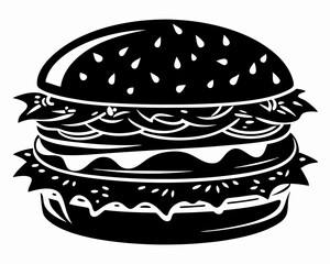 burger black silhouette vector illustration