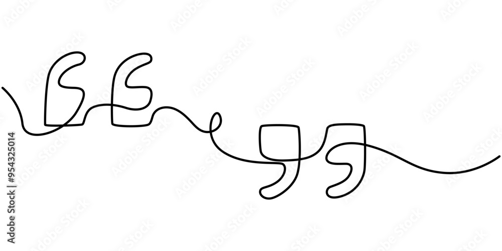 Poster single continuous line drawing of a quote mark. one continuous line of a quote mark drawing. vector 