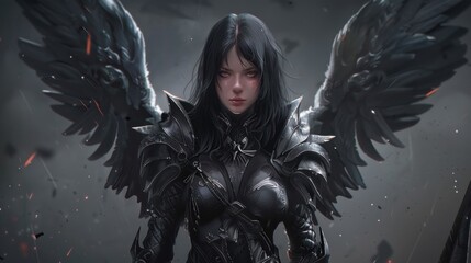 Winged female assassin character. ai generated image