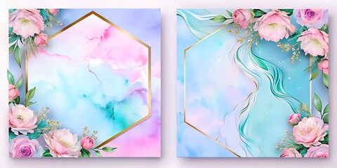 watercolor background with flowers
