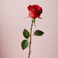 Beautiful red rose with pink background