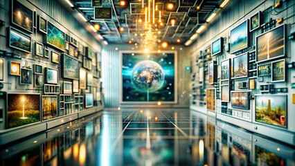 Digital background perfect for tech processes, neural networks, artificial intelligence, data transfer and security, digital storage, multimedia presentations, scientific studies