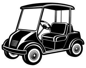 Golf car black silhouette illustration