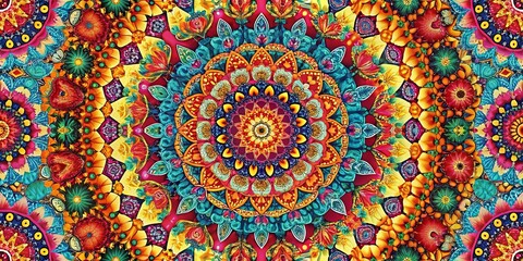 Obraz premium Vibrant cultural kaleidoscope with colorful patterns and modern elements creating a harmonious blend