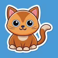 cute kawaii cat sticker vector illustration, cute funny cat sticker