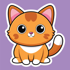 cute kawaii cat sticker vector illustration, cute funny cat sticker