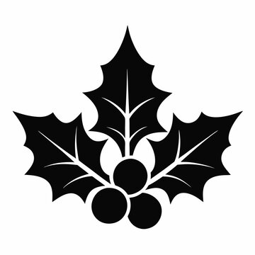 recommend clip art: Holly Leaves silhouette vector illustration 
                    