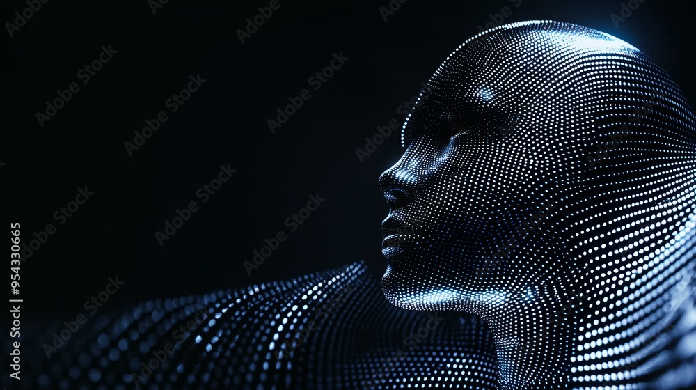 Aufkleber abstract dot matrix digital human portrait illustration technology business network theme pattern re