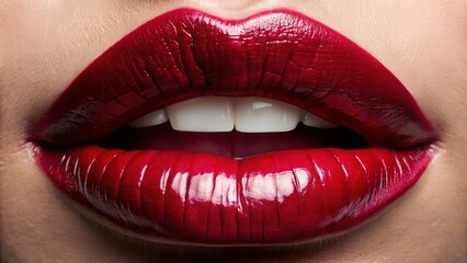 Obraz premium Deep cherry red with bright pink undertones creating a dramatic and bold statement in a glossy finish