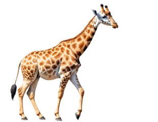 Giraffe in a watercolor style set against a pure white solid background