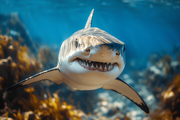 Great white shark rampage, scary, terrible shark in the sea