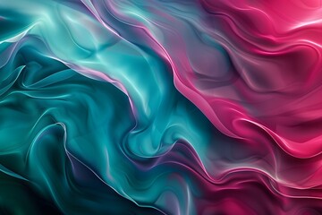 Fototapeta premium Illustration of A visually striking abstract gradient, moving from rich magenta to vibrant turquoise, with flowing lines and a modern, chic vibe. Ai Generate. 