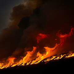 Fototapeta premium Fire flame hot heat red danger fake illustration photo art 