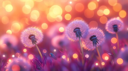 Dandelion Seeds in a Field of Bokeh