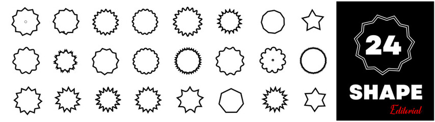 Sticker, label, badge vector outline icon set