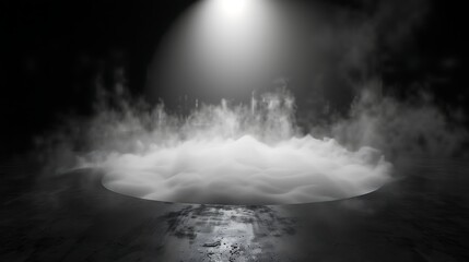Fototapeta premium The floor of the dark room is the white smoke of the concrete.
