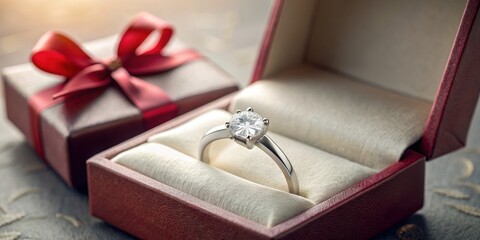 Beautiful diamond ring in an elegant gift box, diamond, ring, jewelry, gift box, elegant, luxury, shiny, precious