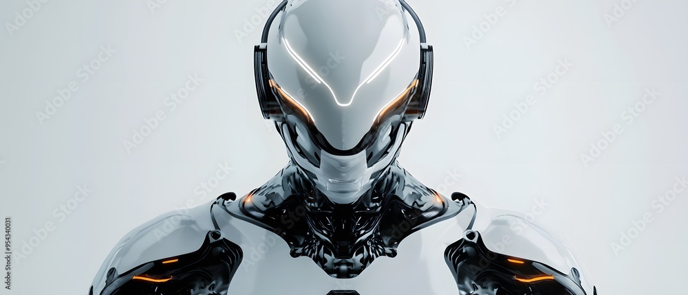 Poster futuristic robot with sleek design and advanced technology, showcasing innovative artificial intelli