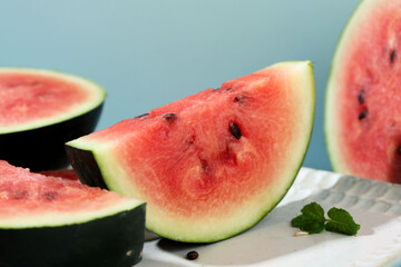 Red Watermelon on Ceramic Plate