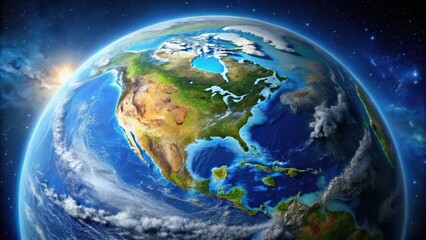 A stunning aerial view of Planet Earth highlighting its vast water resources, planet, Earth, water, resources, blue, beauty, nature