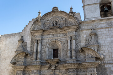 View of the façade of 'La Iglesia de la Compañía' (Church of the Company), a temple built by the...