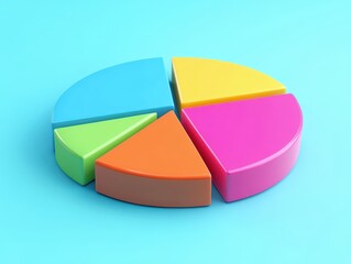 Obraz premium Statistical pie chart, segmented sections with vibrant colors, 3D illustration