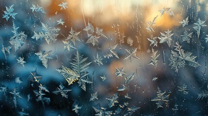 Fototapeta premium Frost on window wallpaper